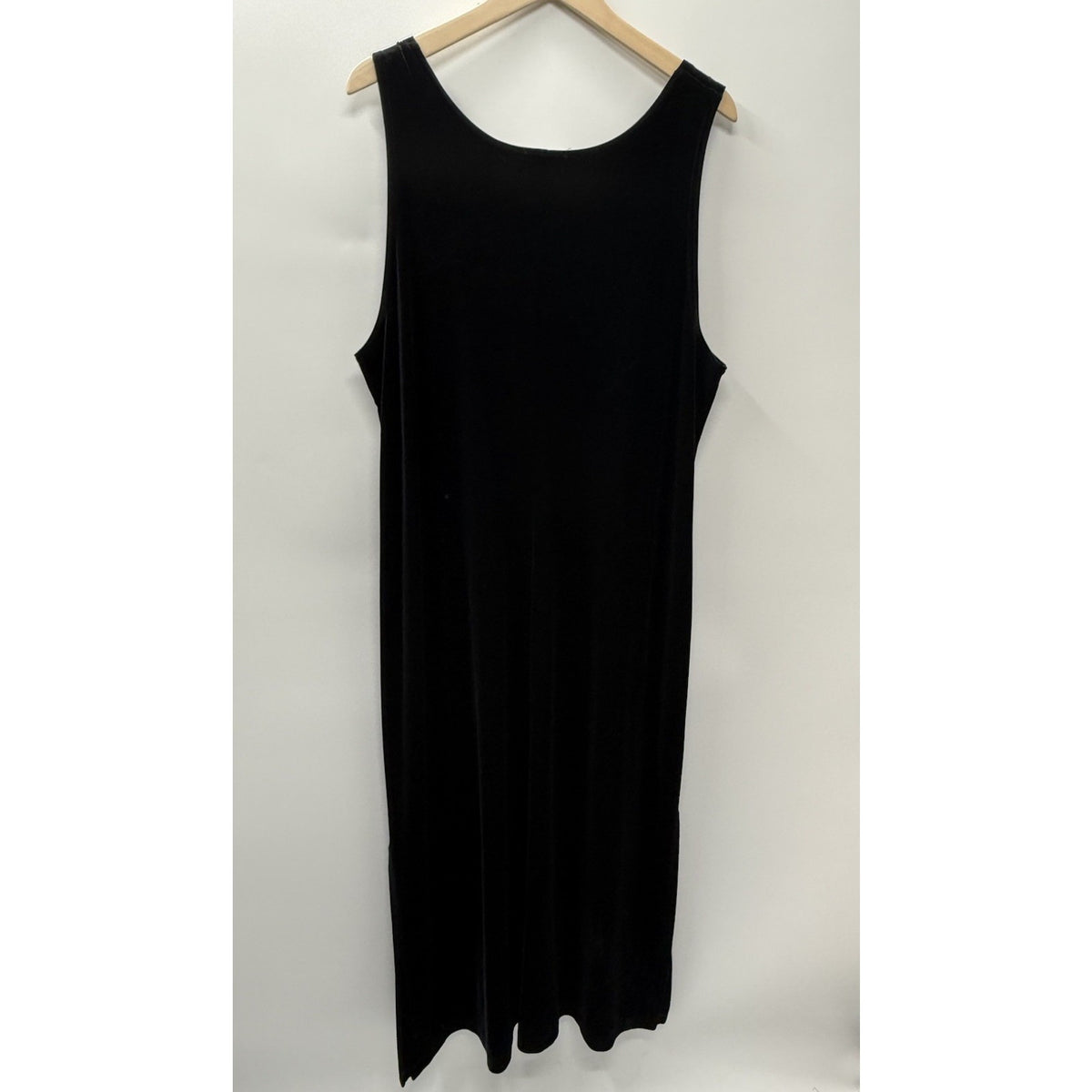 VTG Ronni Nicole II Black Velvet Maxi Dress 22W Sleeveless Side Slits Plus Size