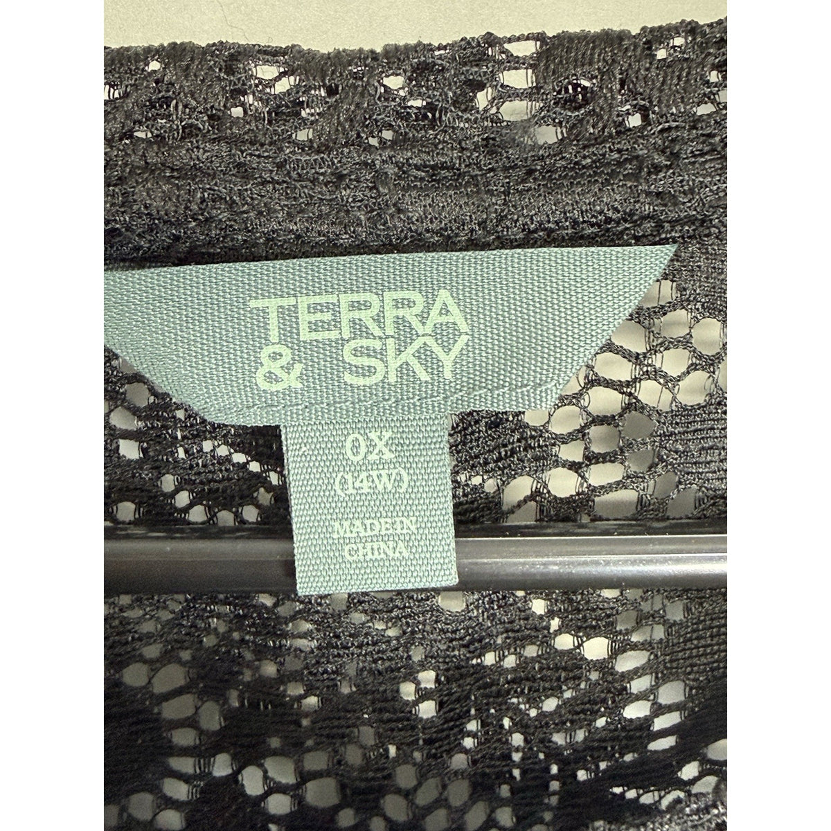 Terra & Sky Black Lace Peplum Top 0X Plus Flutter Sleeve Sheer Whimsigoth Fairy