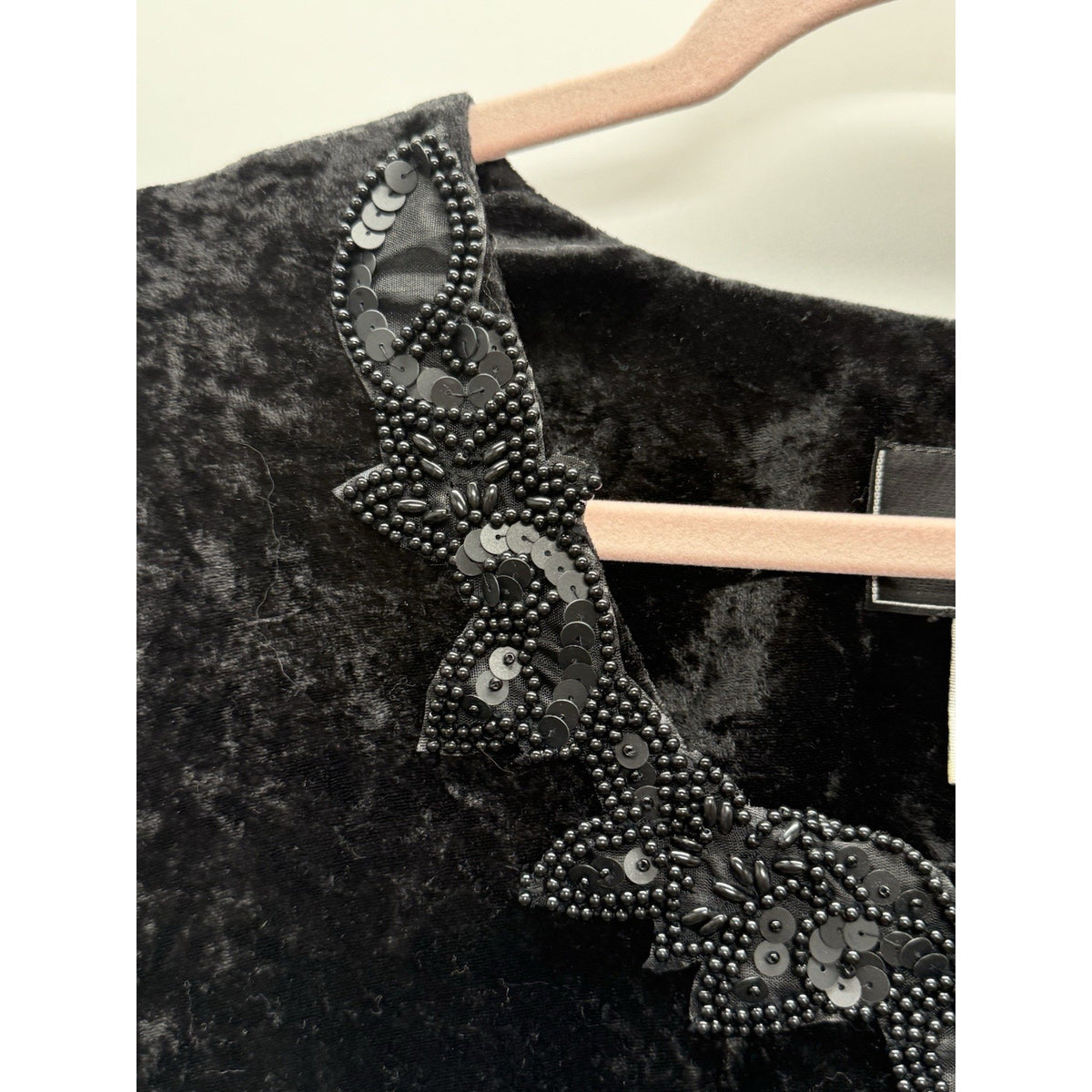Molly Malloy Black Velvet Dress Beaded Neck Gothic Romantic Whimsigoth 12