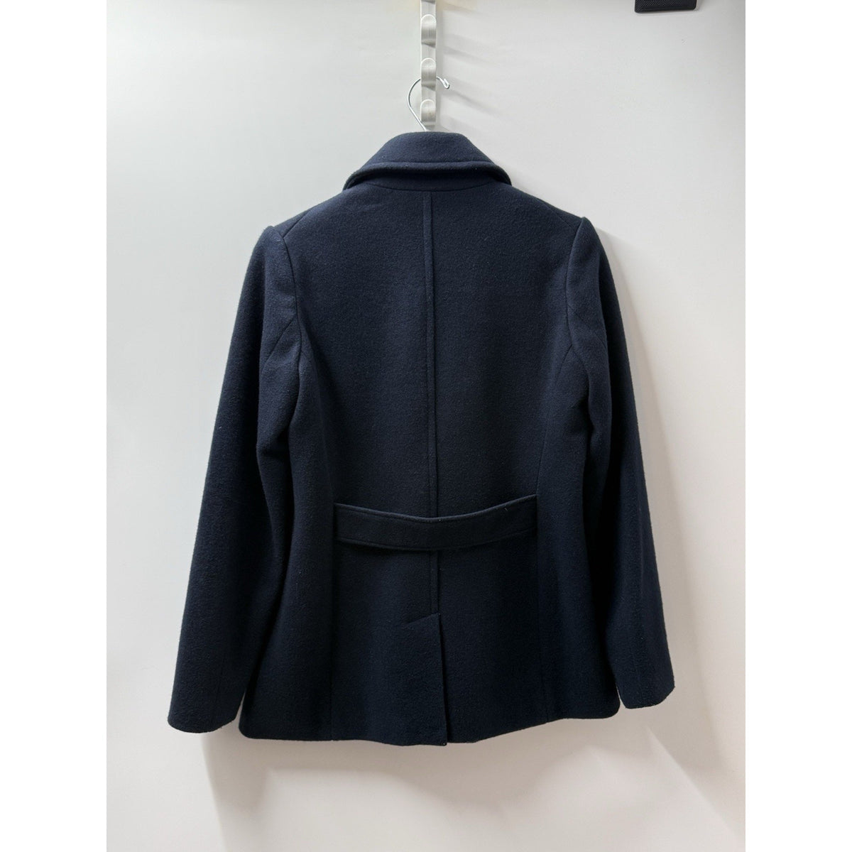 Old Navy Womens M Navy Blue Double Breasted Peacoat Jacket Belted Back 28”