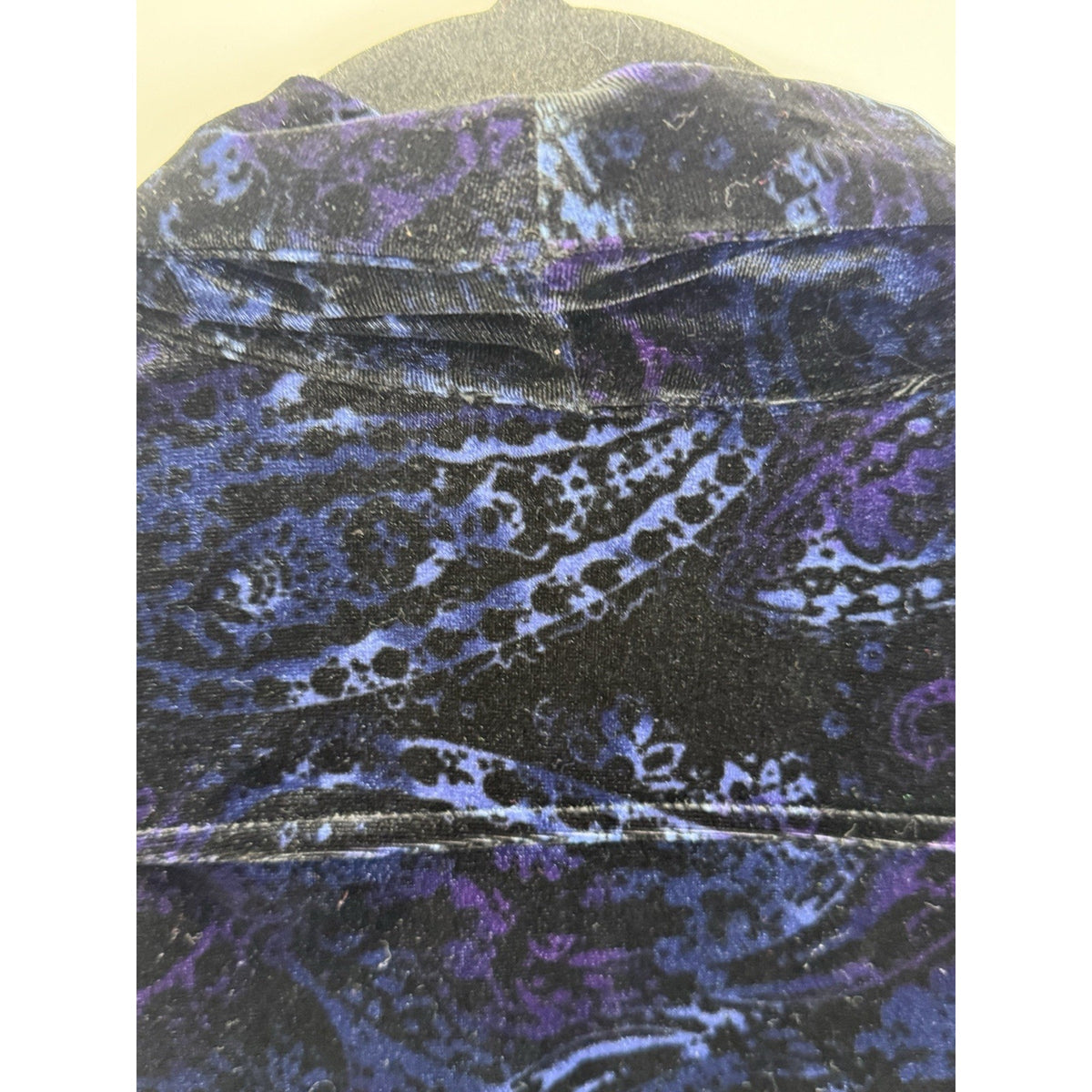 IMAN Velvet Paisley Drapey Blazer Jacket Blue Purple Stretch XL Open Front
