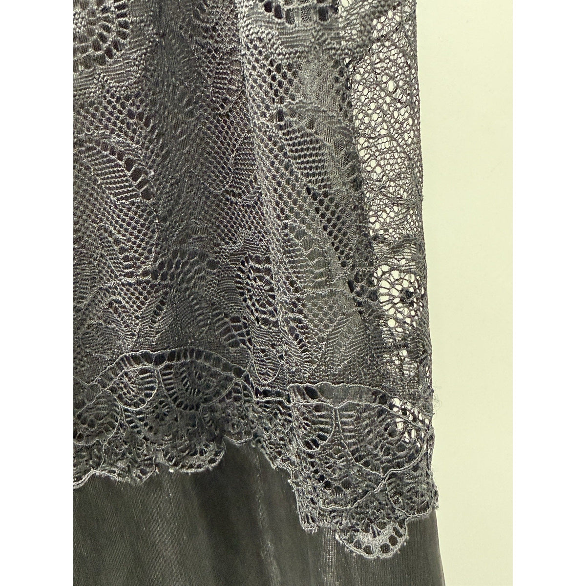 Tracy Black Satin Lace Slip Dress Adjustable Straps Romantic Lingerie Goth Sz L
