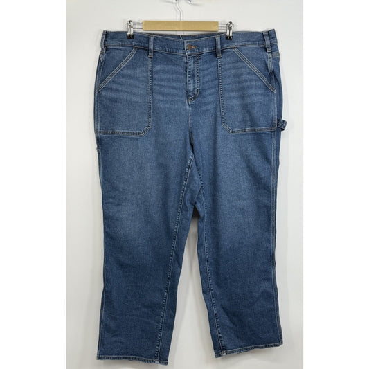 Lands End Blue Jeans Womens Plus Size 22w, Pockets Zip, Button Closure, GUC