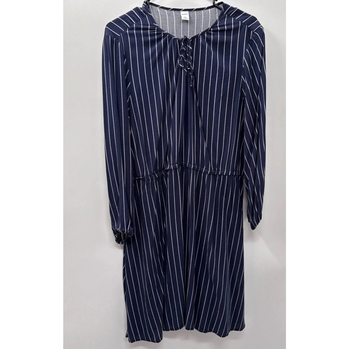 Old Navy Women’s Navy & White Stripe Pullover Dress Long Sleeves Casual size XL
