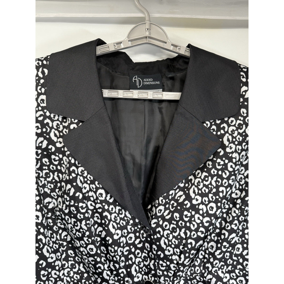 Added Dimensions Leopard Print Blazer 3X Black White Animal Print Jacket Chic