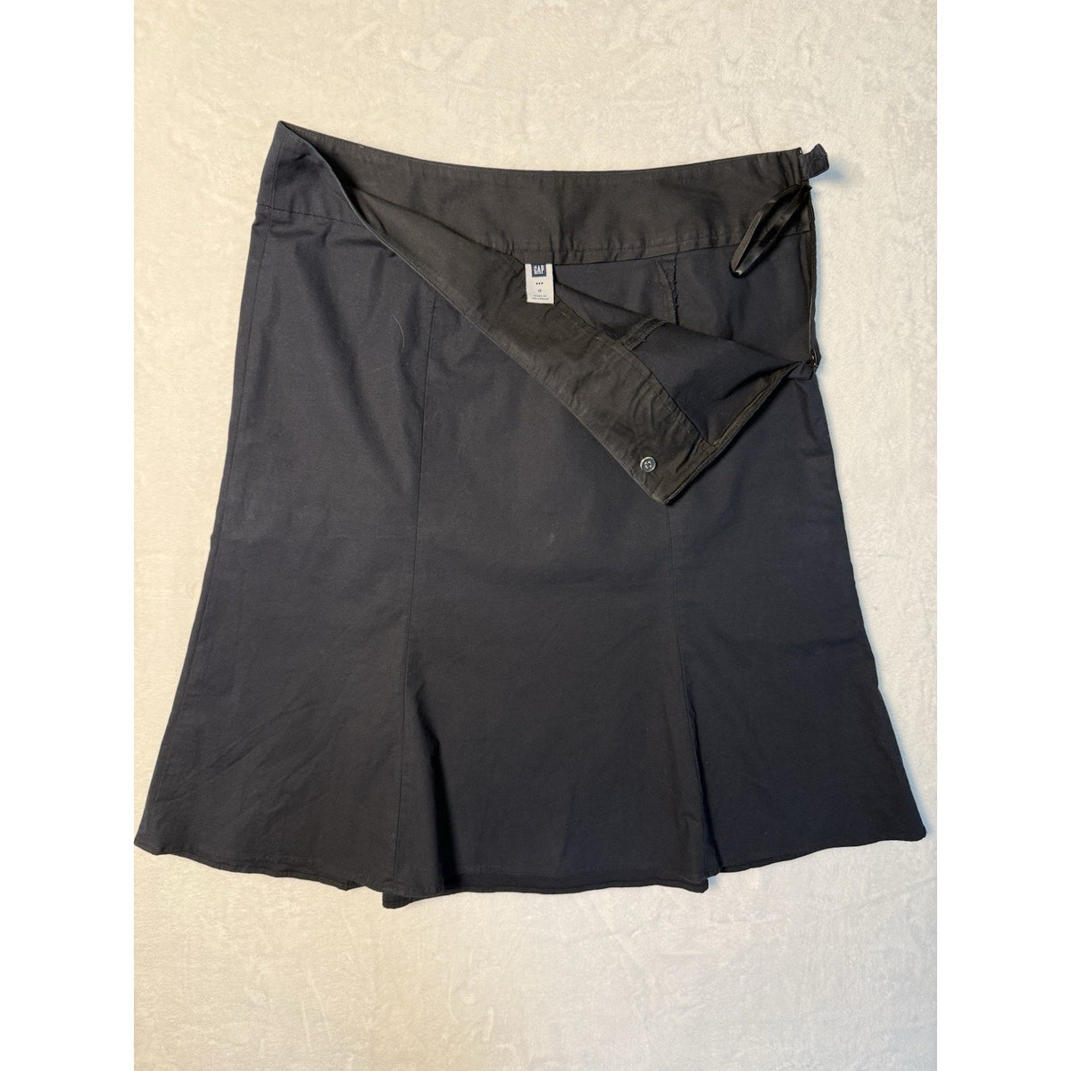 GAP Women Sz 8 Black A Line Skirt Stretch Cotton Knee Length Classic Lightweight