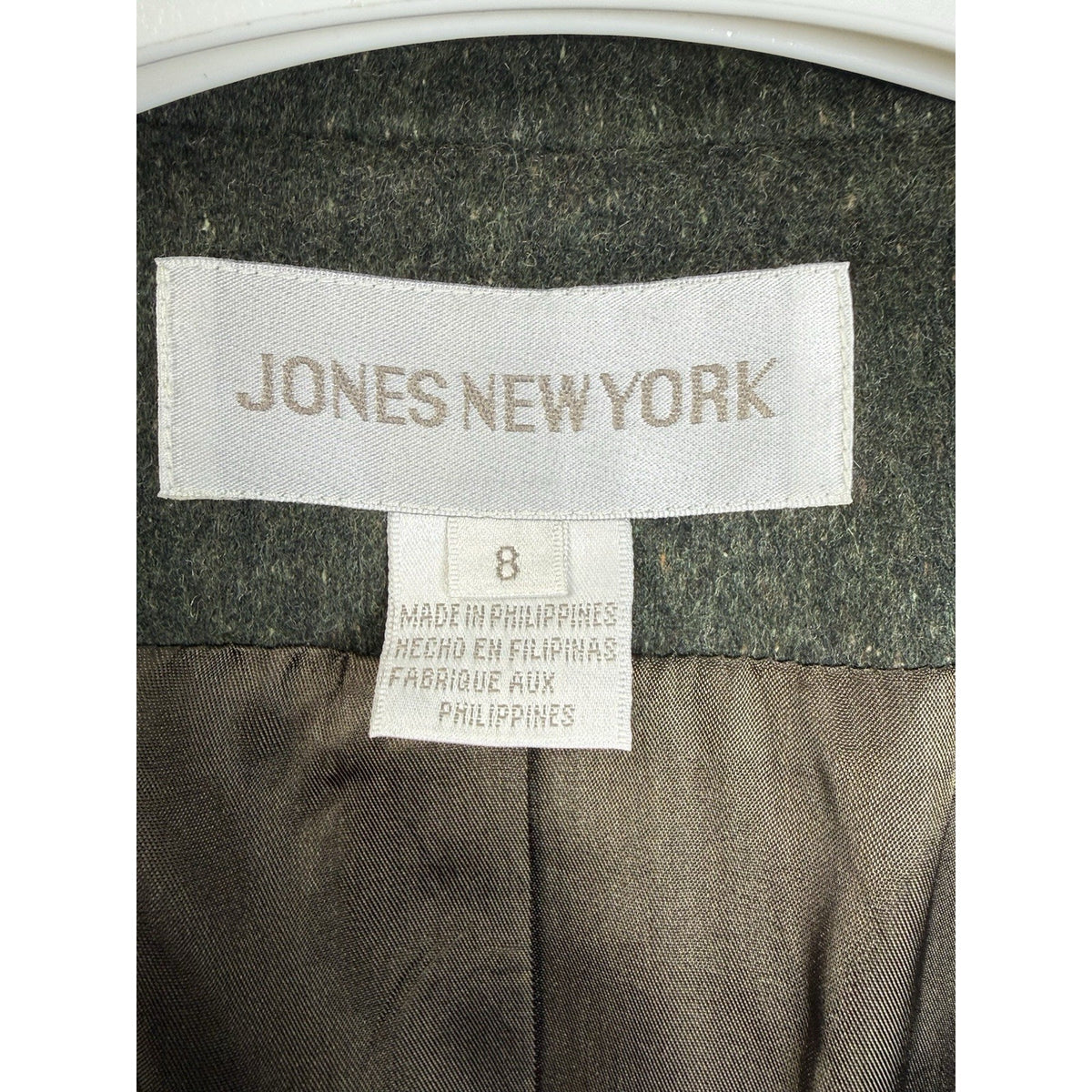 Jones New York Wool Blazer Womens 8 Green Double Vent Jacket Classic Academia