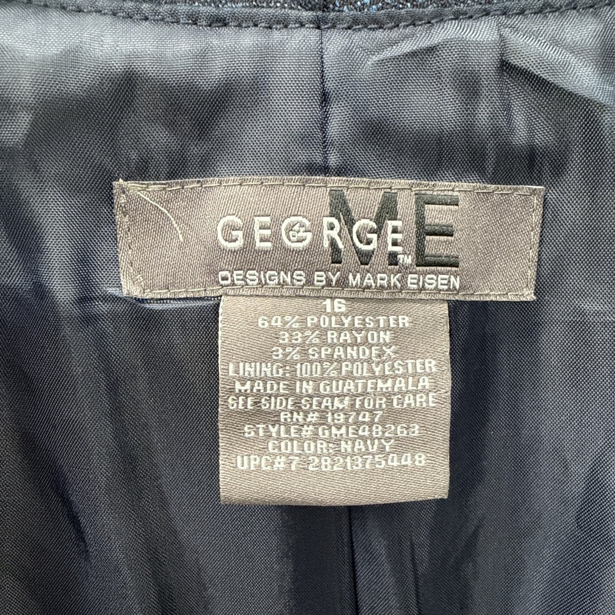 George Designs By Mark Eisen Women Size 16 Ruched Collar Blue Blazer Jacket
