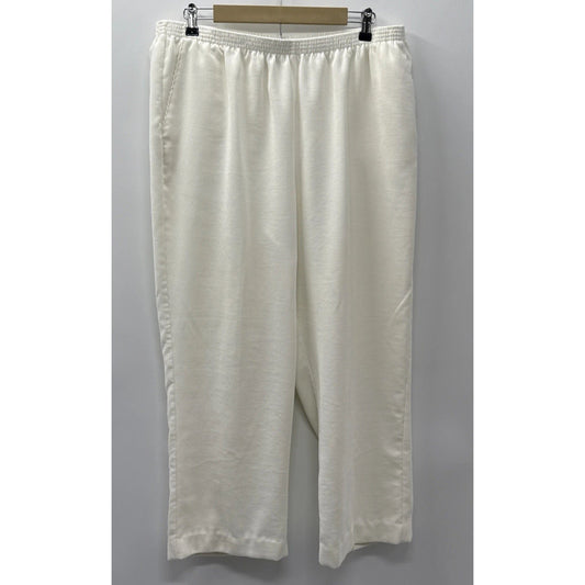 Alfred Dunner 20W Ivory Corduroy Pants Elastic Waist Pull On Straight Leg