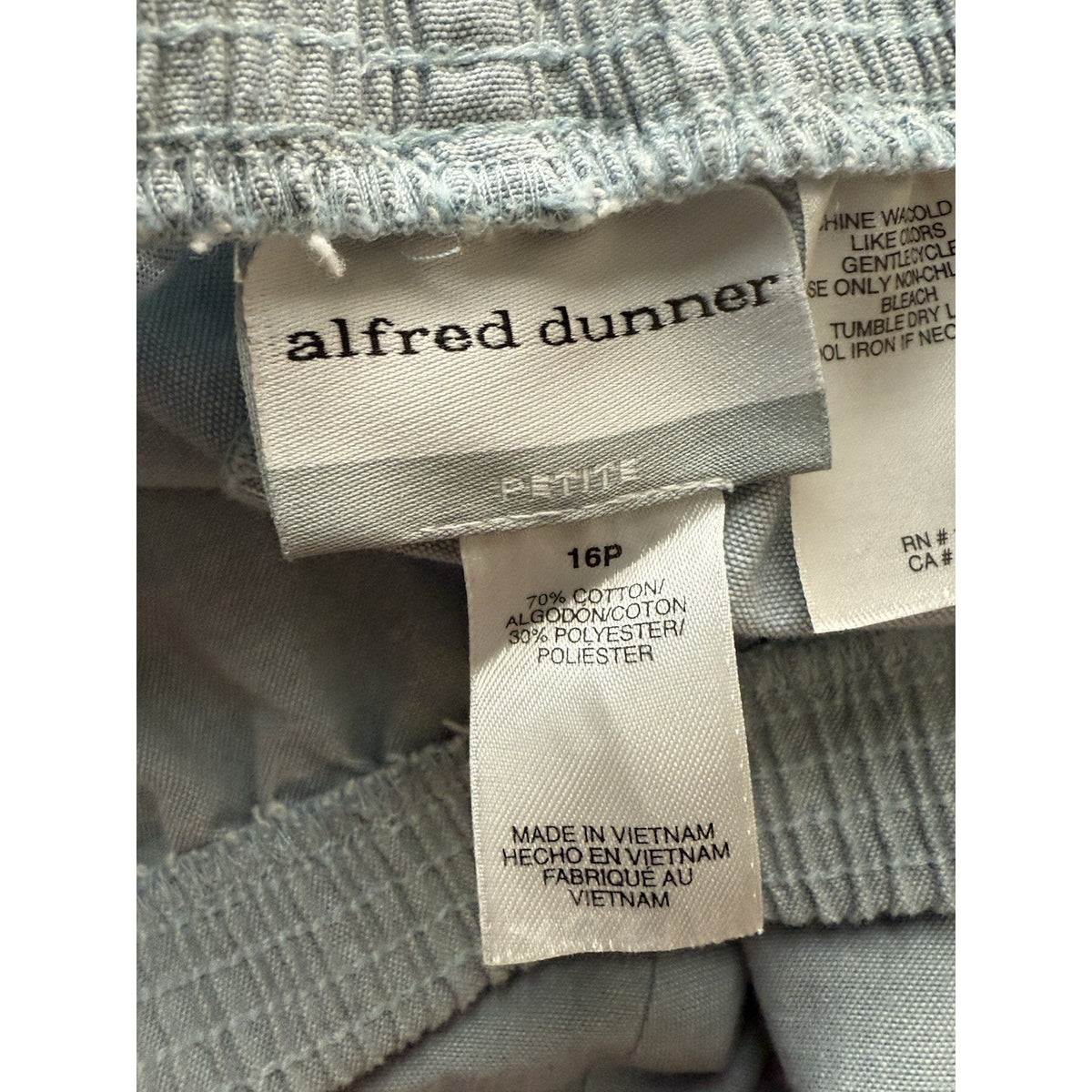 Alfred Dunner 16P Pull-On Pants Blue Cotton Blend Petite Straight Leg