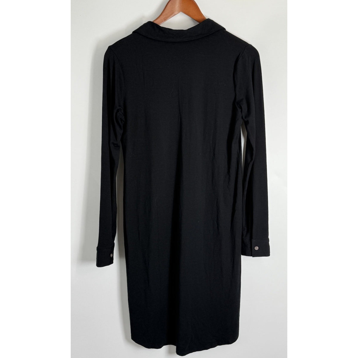 J.Jill XS Black Stretch Shirt Dress Long Sleeve Collared Button Cuffs