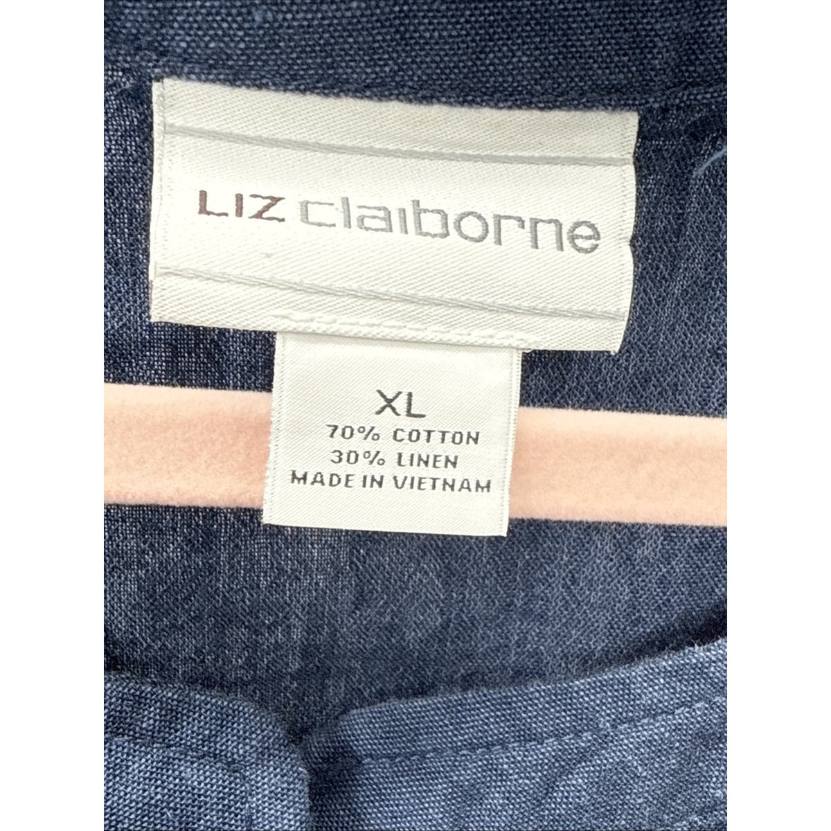 Liz Claiborne Woman XL Blue Linen Blend Shacket Roll Tab Sleeve Minimal Resort