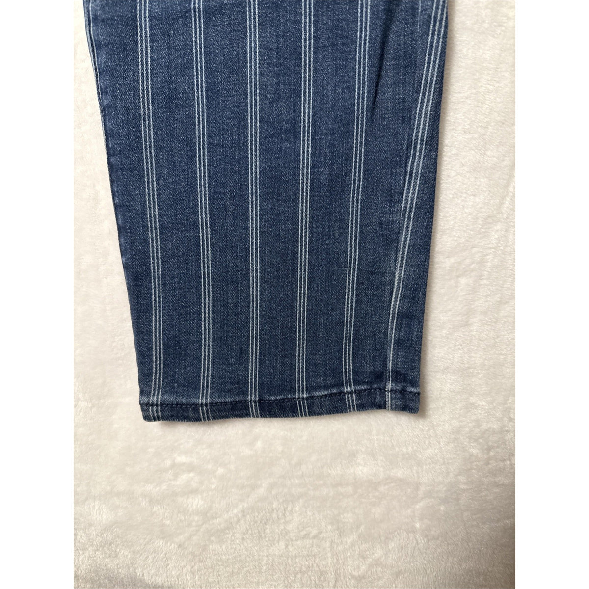 Style & Co Slim Ankle Jeans Womens 10 Blue Striped Denim Zip Fly 5-Pockets