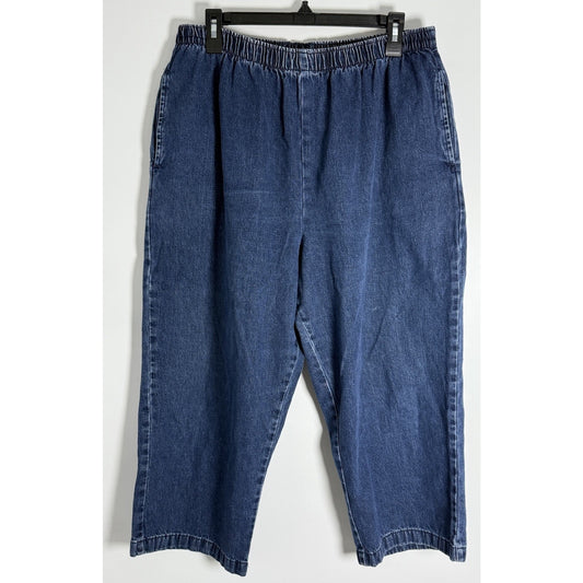 Bristol Blues Women’s 18A Capri Pants 100% Cotton Denim Pull On Pockets