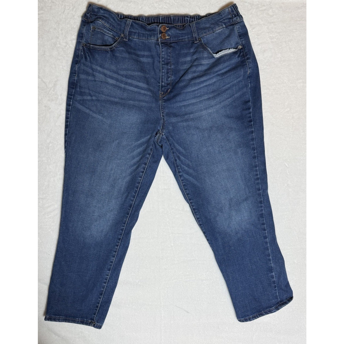 Terra & Sky Women 1X 16W 18W Ankle Jeans Stretch back Elastic Waist Straight Leg