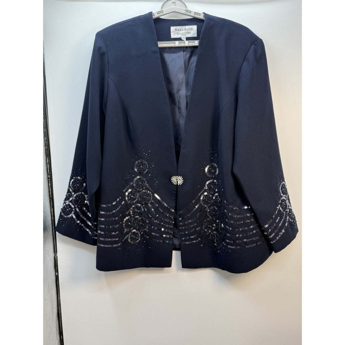 Maxie Klein Collections Beaded Sequin Jacket 24W Black Evening Party Formal Top
