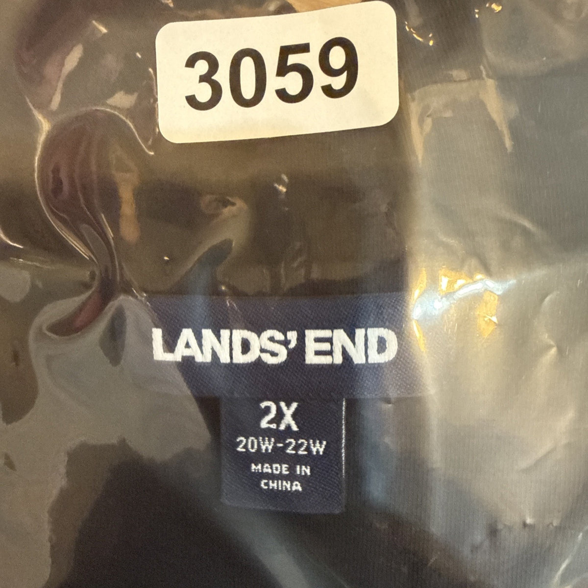 Lands End 2X Black Faux Wrap Dress Stretch Pima Cotton Empire Waist