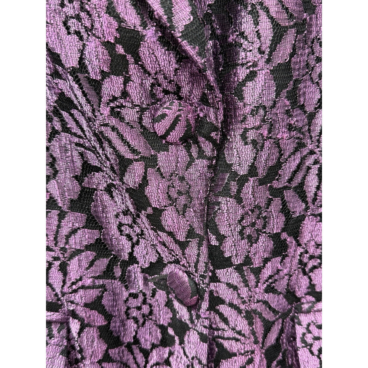 QPS Size 12 Purple Black Floral Brocade Blazer Jacket Pockets Lined Statement