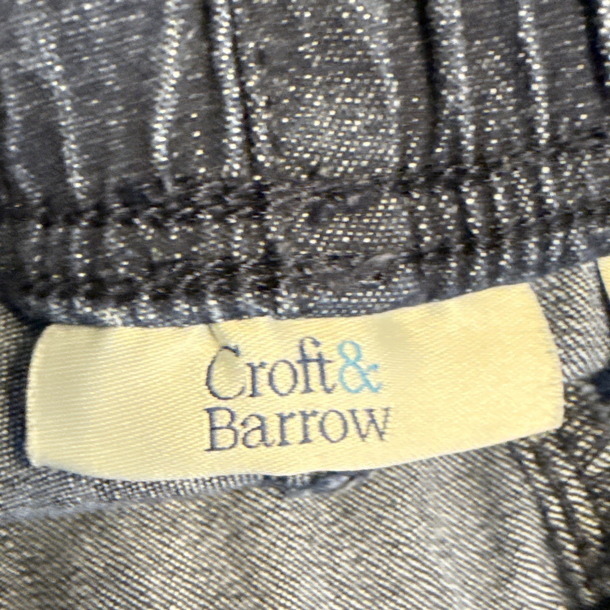 Croft & Barrow Women’s L Blue Denim Capri Pull On Elastic Waist Pockets Stretch
