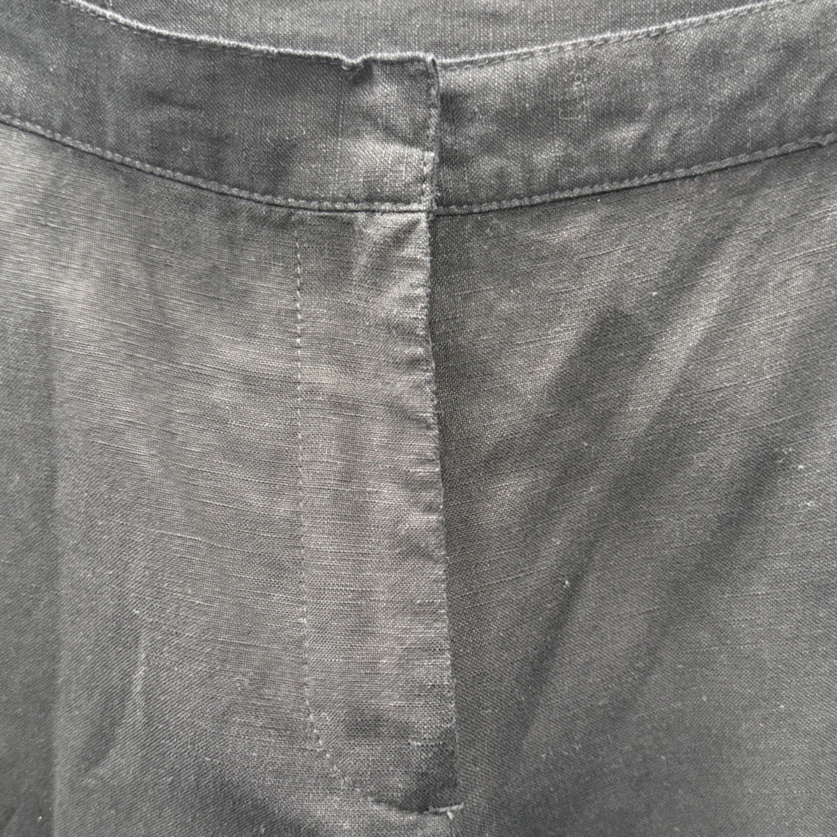 Ruby Rd Petite 10P Black Linen Blend Crop Pants Button Hem Casual Capri