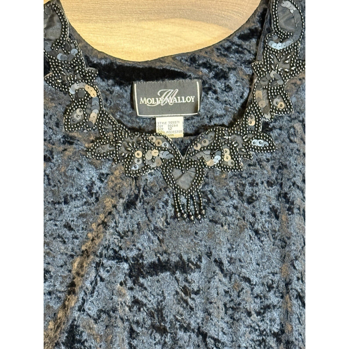 Molly Malloy Black Velvet Dress Beaded Neck Gothic Romantic Whimsigoth 12