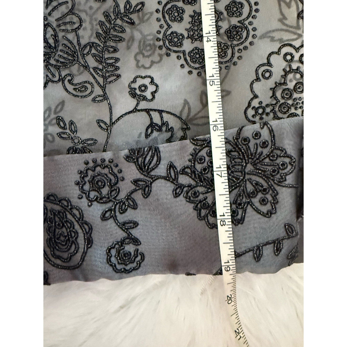 R&M Richards Womens 26W Gray Floral Embroidered Jacket Formal Blazer