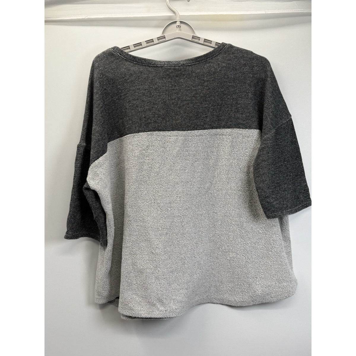 Style & Co Gray Studded Colorblock Top 3/4 Sleeve Comfy Casual Size XL