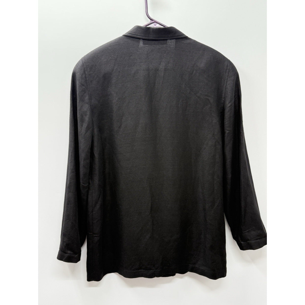 CHAUS Black Linen Blend Blazer Jacket Women’s Size 12 One Button Career